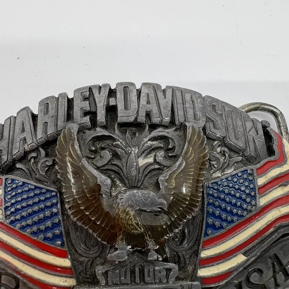 Harley-Davidson Belt Buckle Harmony Design B-88 Born In The USA Eagle Flag